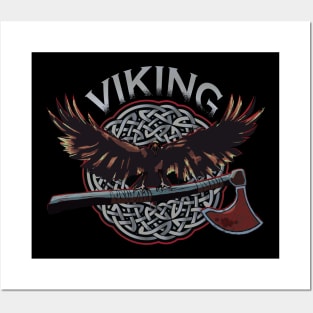 Viking Raven with Battle Axe Posters and Art